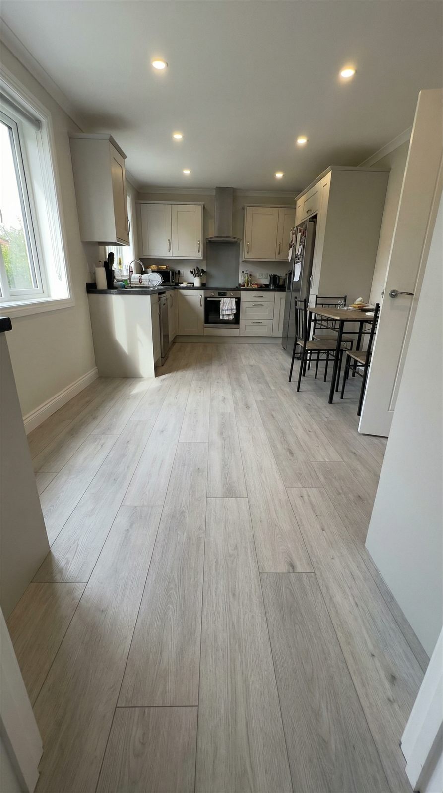 Kitchen with new flooring installed